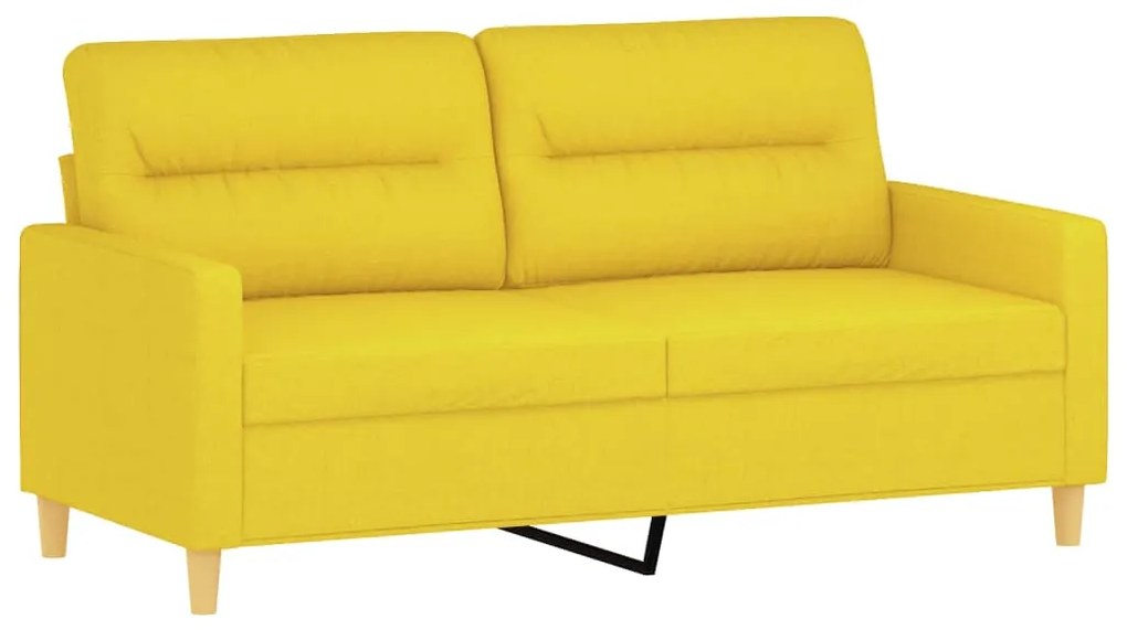 3 pcs conjunto de sofás com almofadas tecido amarelo-claro