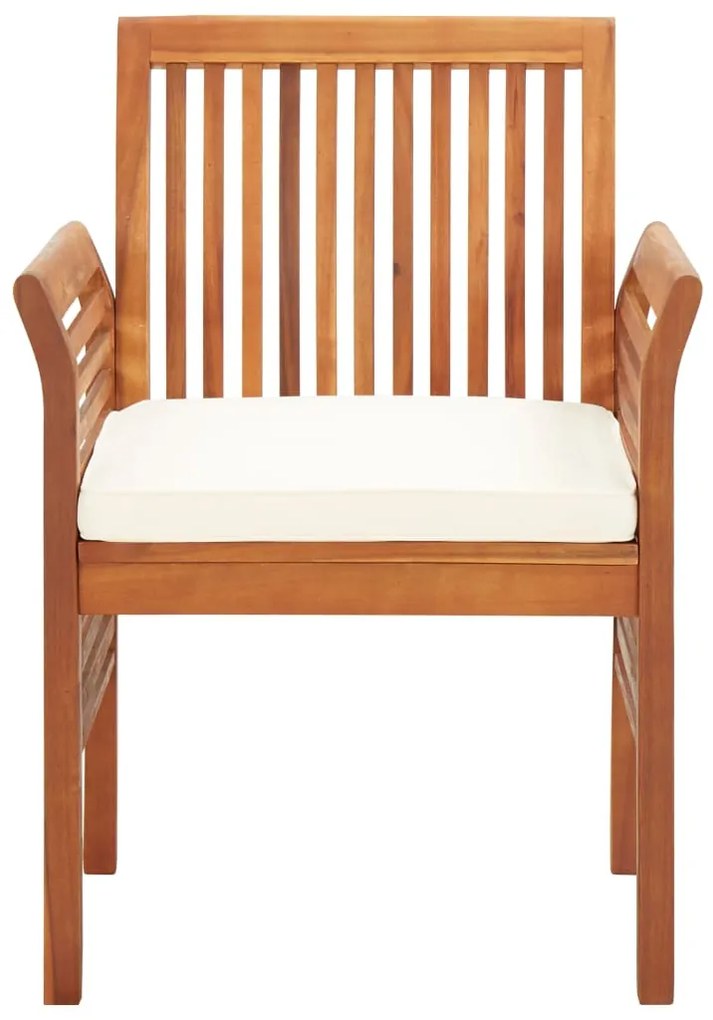 7 pcs conjunto de jantar exterior c/ almofadões acácia maciça