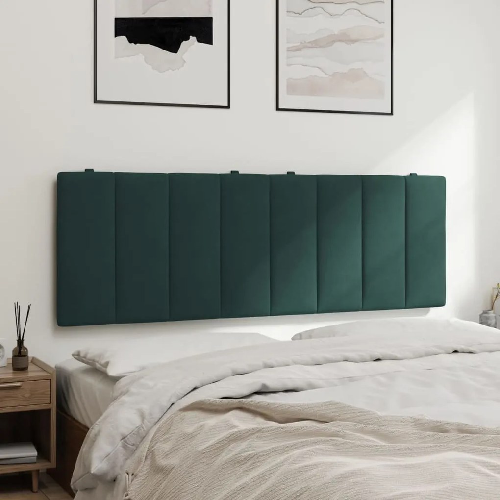 Almofadão de cabeceira 140 cm veludo verde-escuro