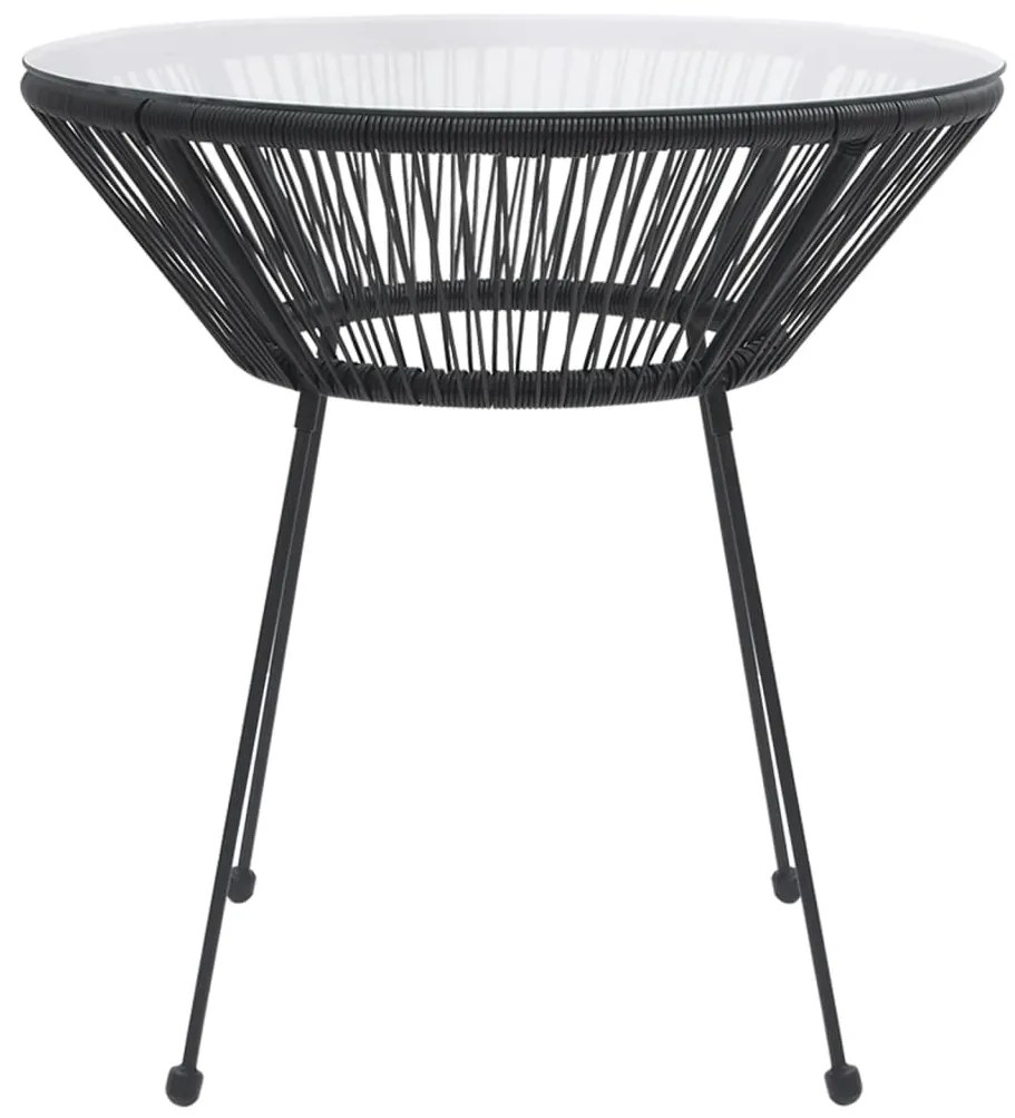 Mesa de jantar para jardim Ø70x74 cm vime e vidro preto