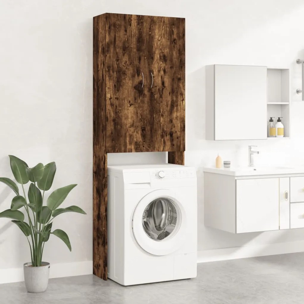 813191 vidaXL idaXL Armário máquina lavar roupa 64x25,5x190 cm carvalho fumado