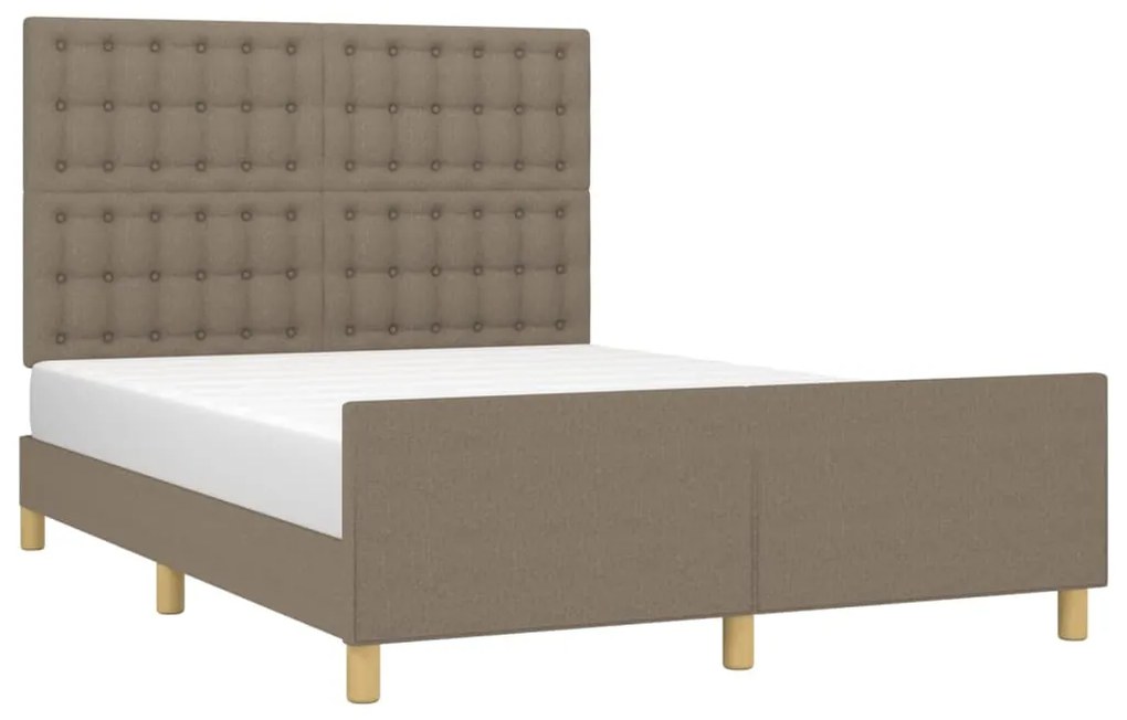 Cama sem colchão 140x200 cm tecido castanho-acinzentado