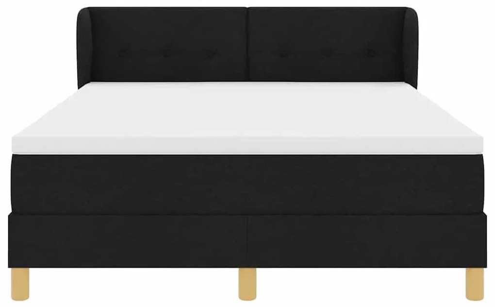 Cama Box Spring com Colchão Preto 160x200 cm Tecido