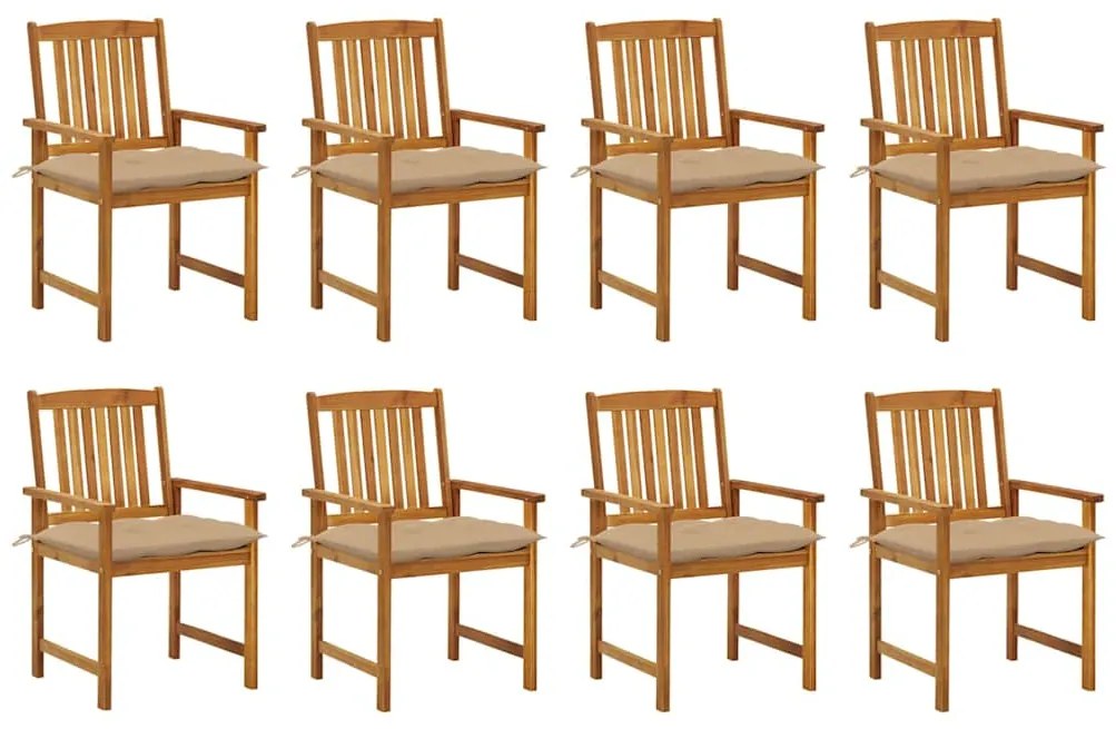 Cadeiras de jardim com almofadões 8 pcs acácia maciça