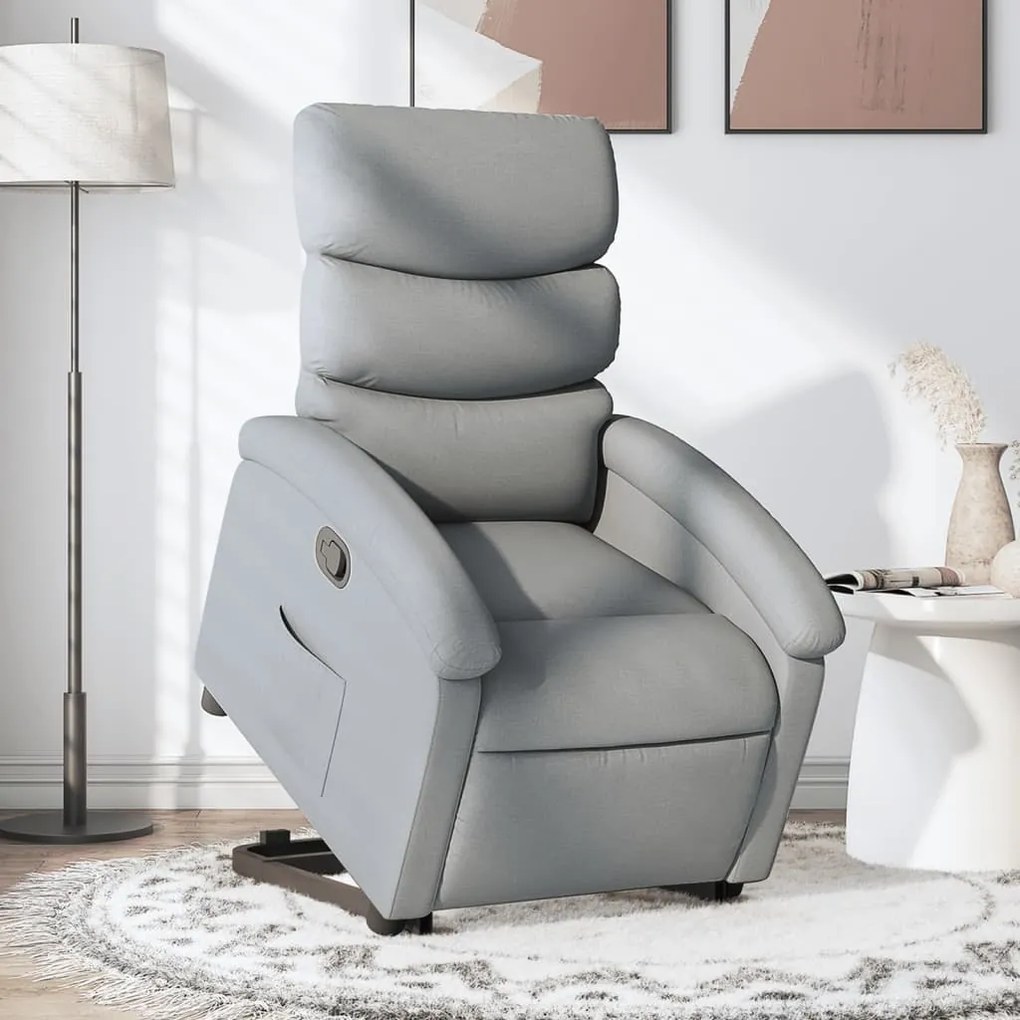 vidaXL Poltrona reclinável elevatória tecido cinzento-claro