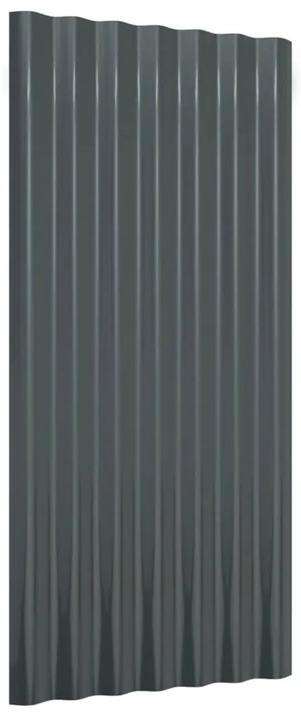 Painéis de telhado 12 pcs 80x36cm aço revestido a pó antracite