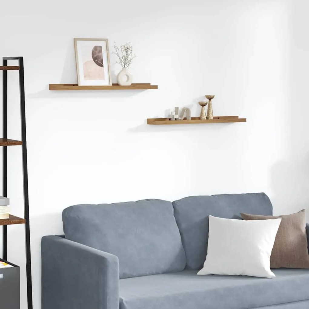 vidaXL Prateleira de Parede 2 pcs Castanho 60 x 9 x 3 cm