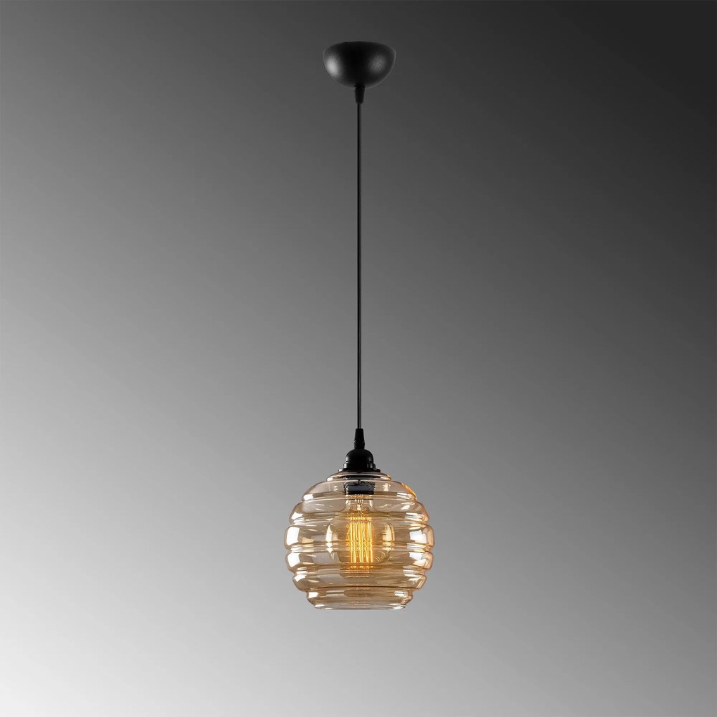 Candeeiro de Teto Gold – Preto e Dourado – 20 x 20 cm, Altura Ajustáve