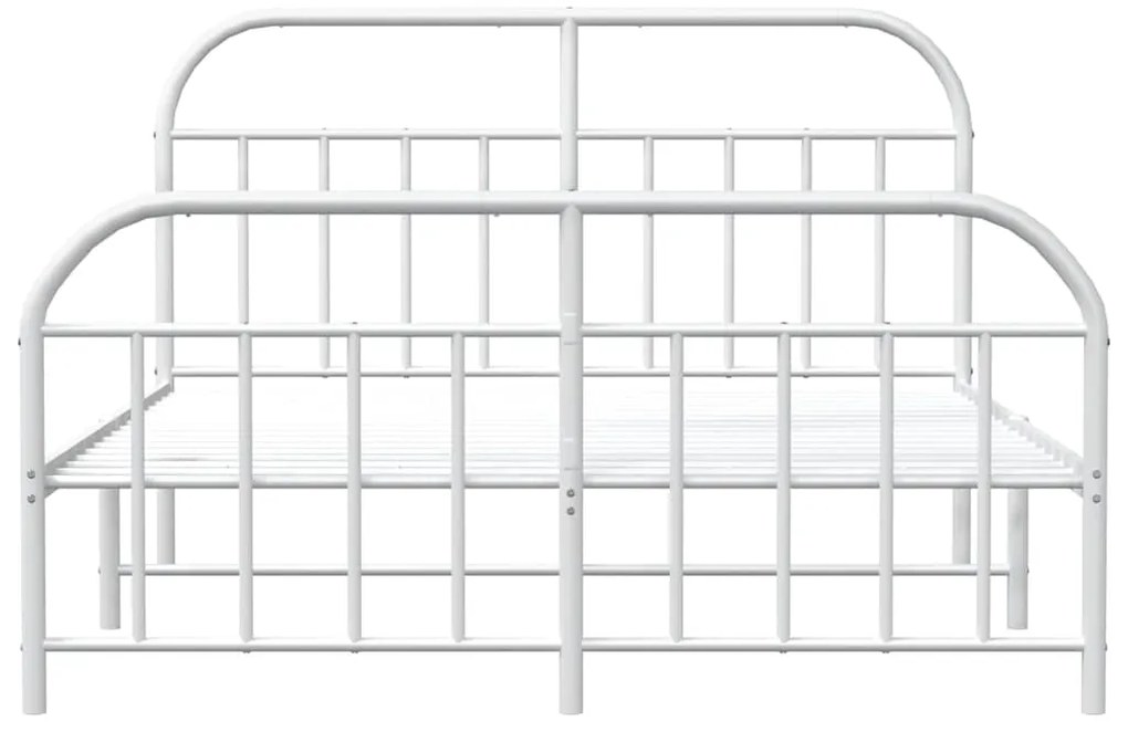 Estrutura de cama com cabeceira e pés 183x213 cm metal branco