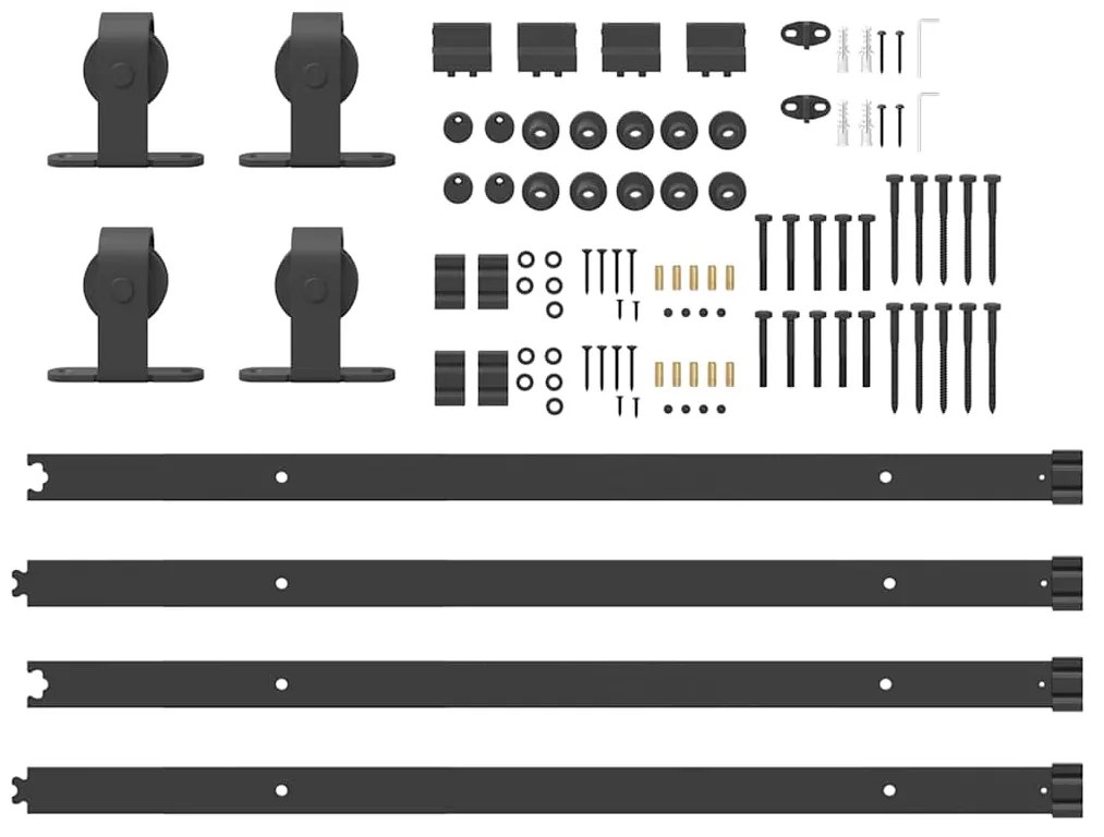 Kit de ferragens para porta deslizante 400 cm aço preto