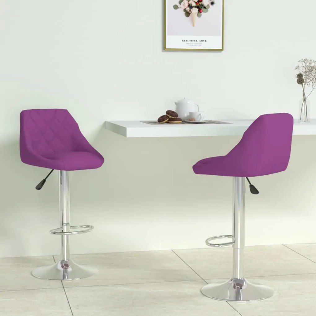 vidaXL Bancos de bar 2 pcs couro artificial roxo