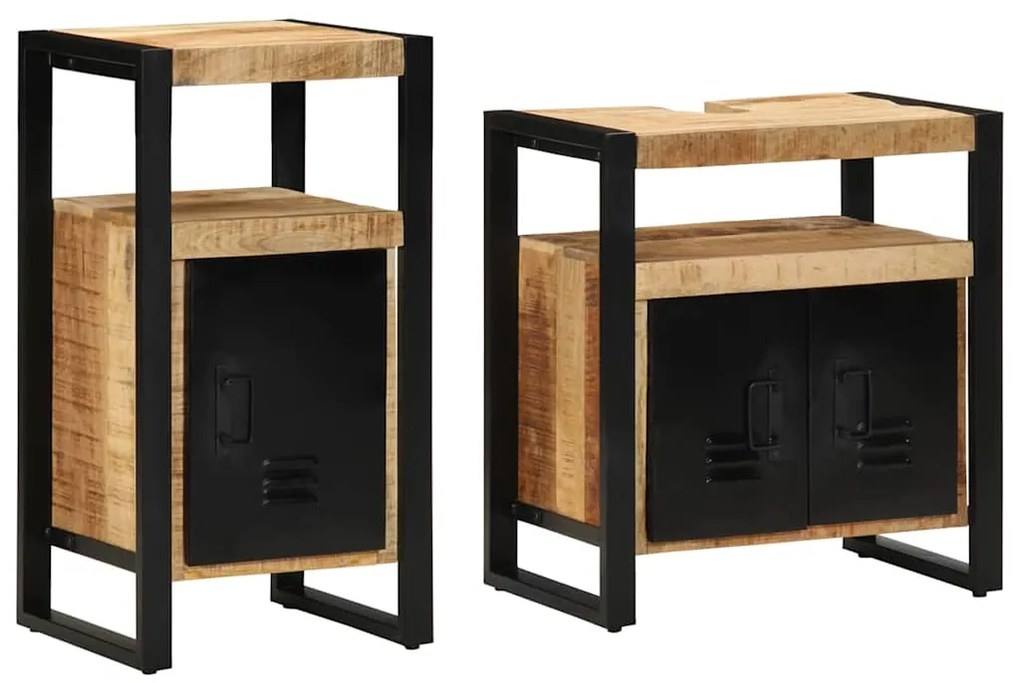 vidaXL Conjunto de Móveis para Banheiro com prateleira com porta 2 pcs