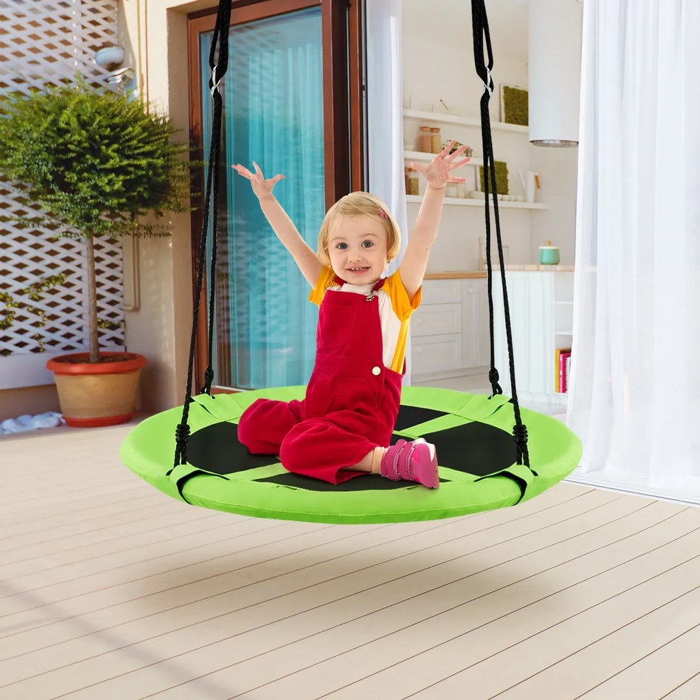 Baloiço Infantil redondo150kg Diâmetro 100cm Altura ajustável Baloiço de jardim exterior verde