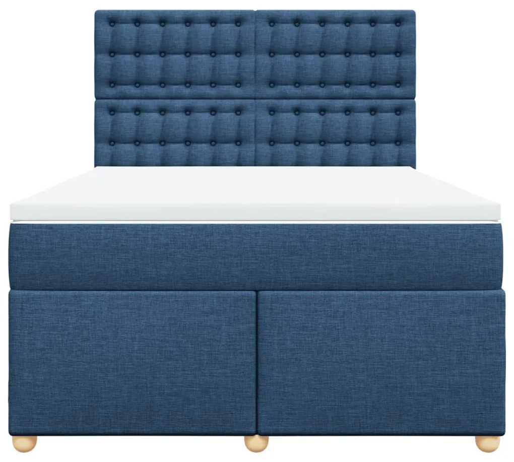 Cama com molas/colchão 140x200 cm tecido azul
