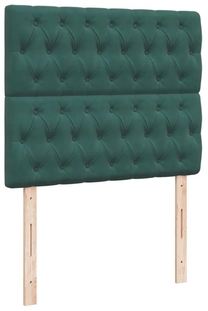 Cama boxspring com colchão 120x190 cm veludo verde-escuro