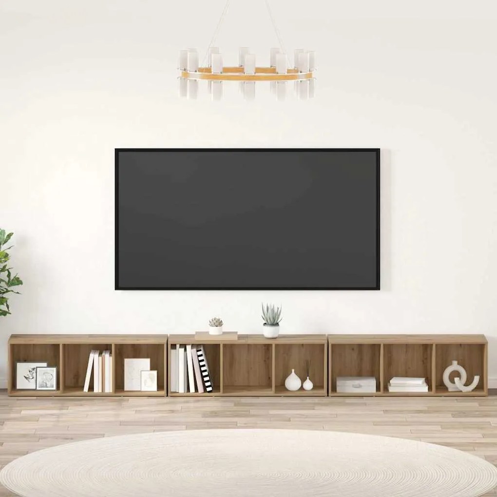 vidaXL Gabinete para TV 3 pcs carvalho artisiano 37 x 35 x 107.5 cm
