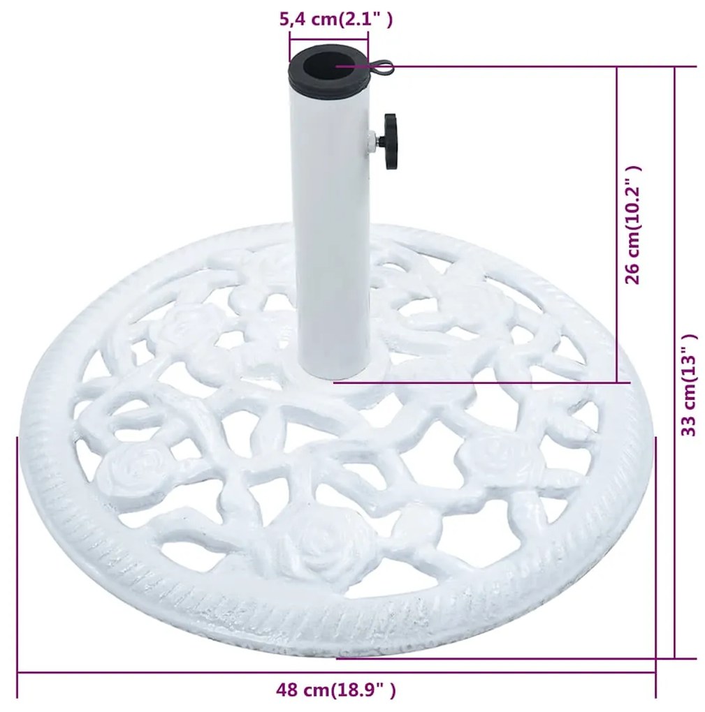 Base para guarda-sol 12 kg 48 cm ferro fundido branco