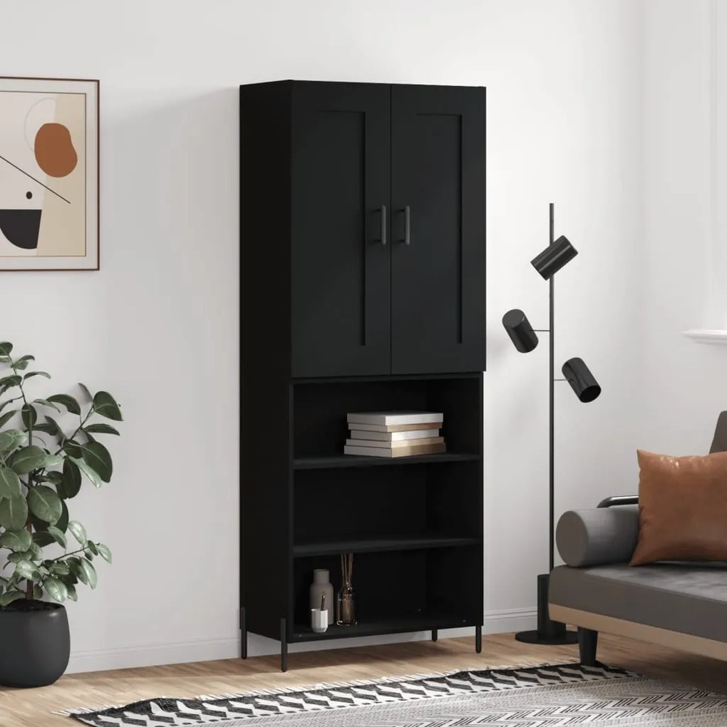 vidaXL Armário alto 69,5x34x180 cm derivados de madeira preto