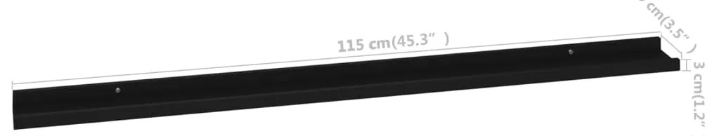 Prateleiras de parede 2 pcs 115x9x3 cm preto