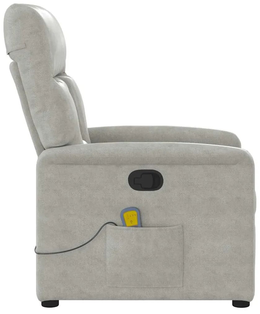 Poltrona de massagens reclinável tecido microfibra cinza-claro