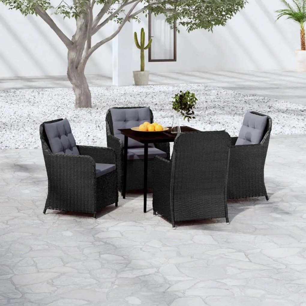 vidaXL 5 pcs Conjunto de jantar para jardim preto