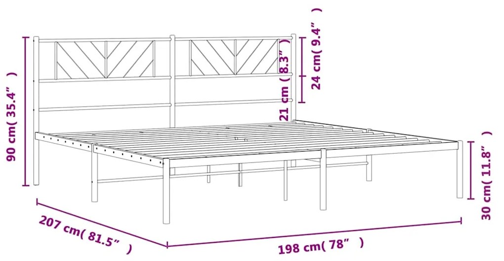 Estrutura de cama com cabeceira 193x203 cm metal preto