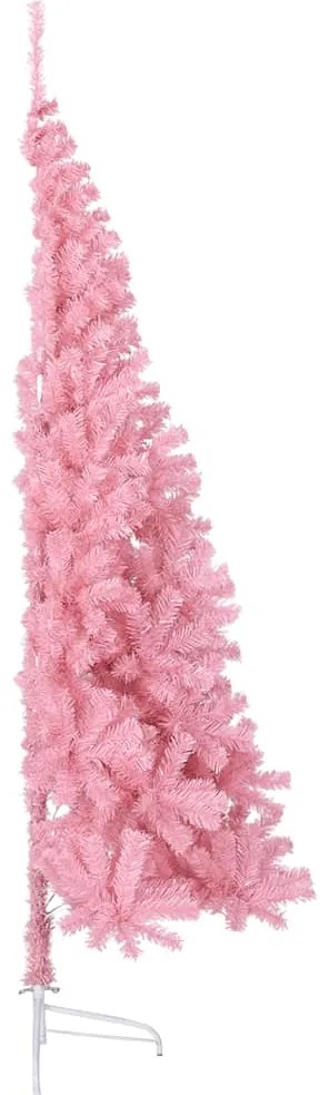 Meia árvore de Natal artificial com suporte 180 cm PVC rosa