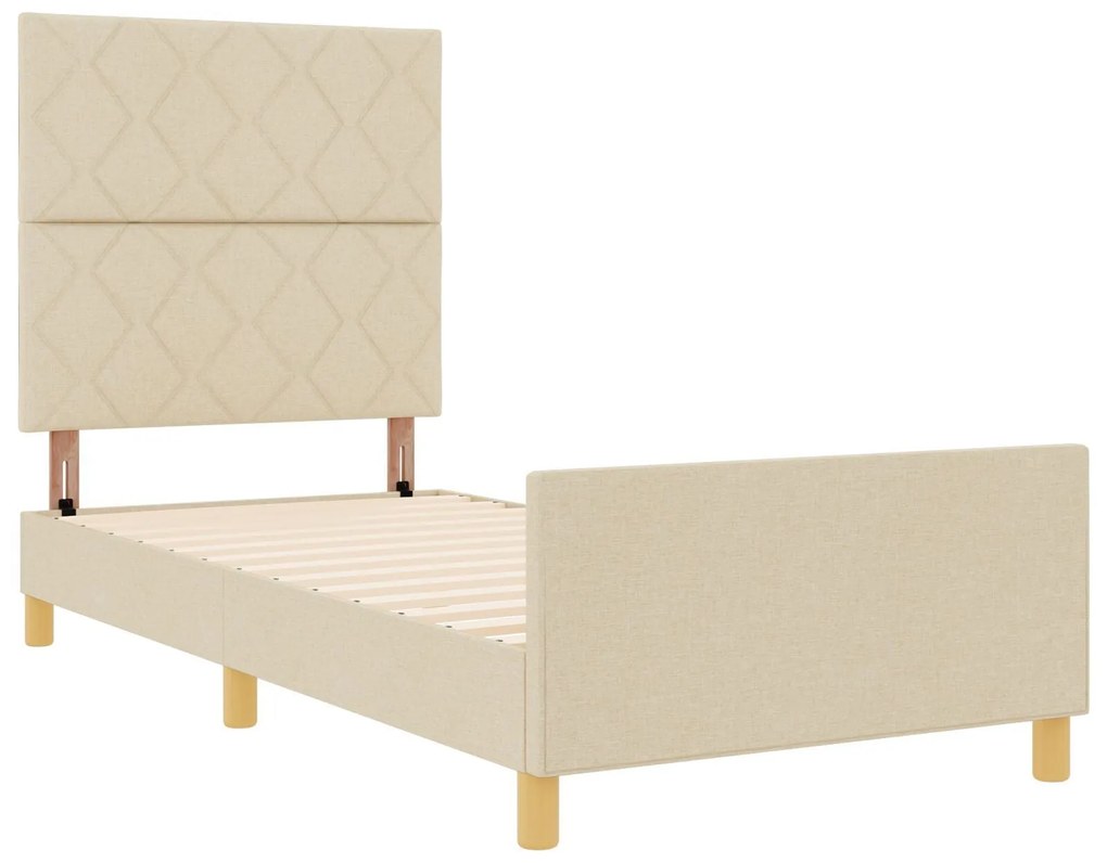 Cama vidaXL Creme 90x190 cm Tecido