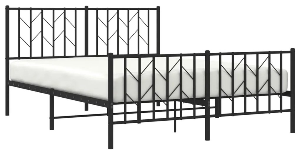 Estrutura de cama com cabeceira e pés 140x190 cm metal preto