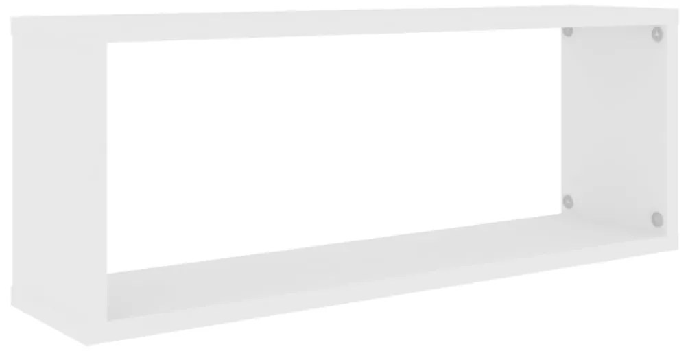 Prateleiras parede forma de cubo 4 pcs derivados madeira branco