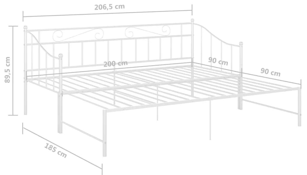 Estrutura sofá-cama de puxar 90x200 cm metal branco