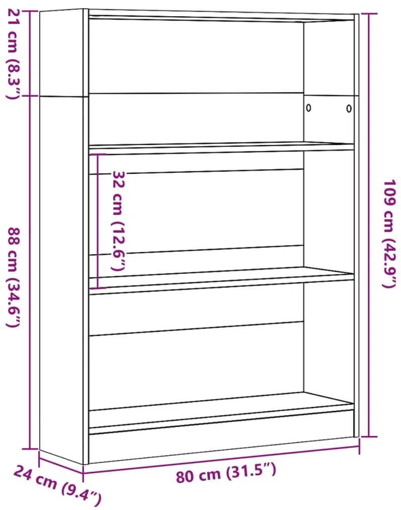 Estante 80x24x109 cm derivados de madeira cinzento sonoma