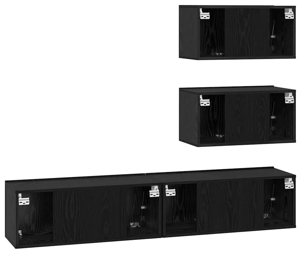 Conjunto de Estantes para TV 4 pcs Carvalho Preto