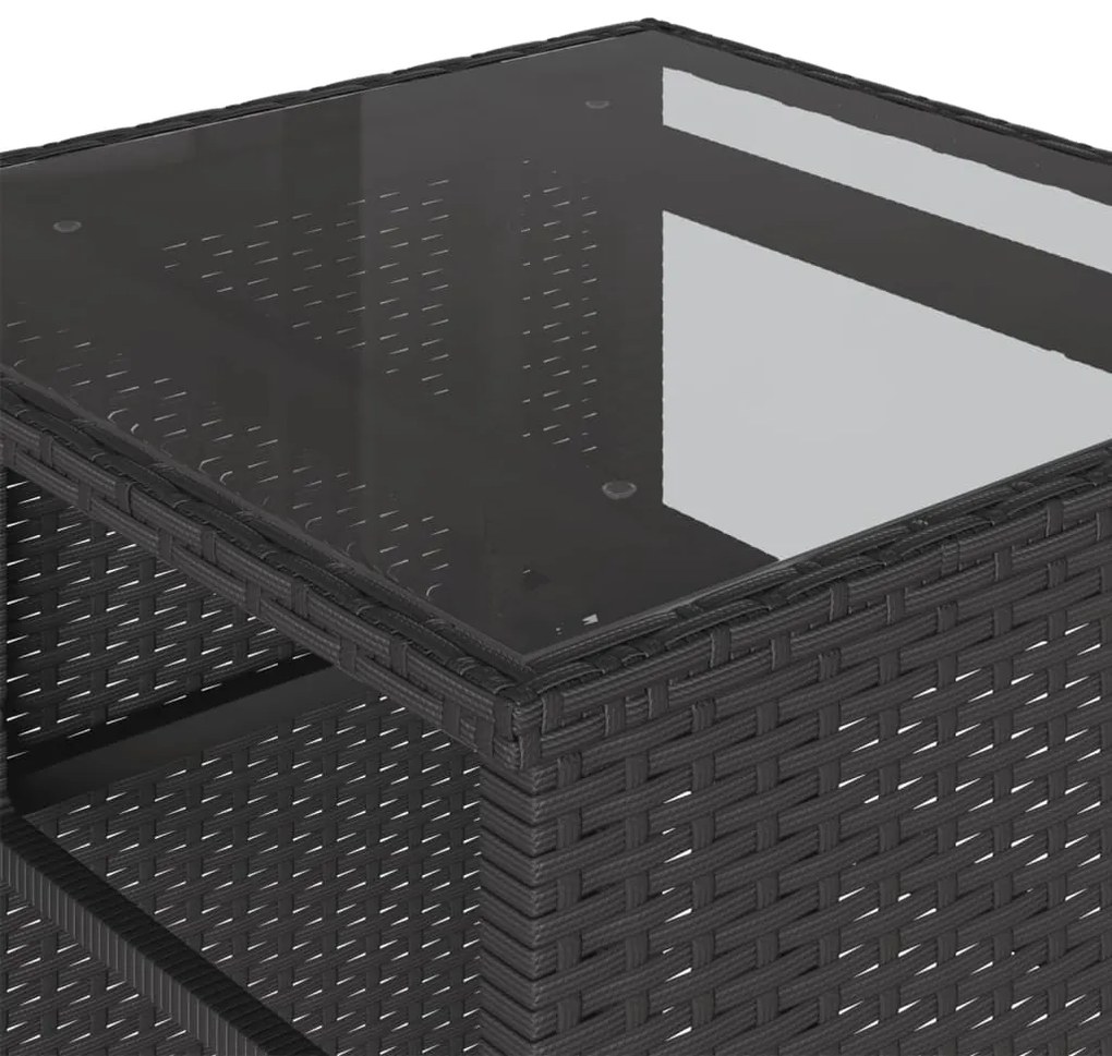 3 pcs conjunto de bistrô com almofadões vime PE preto