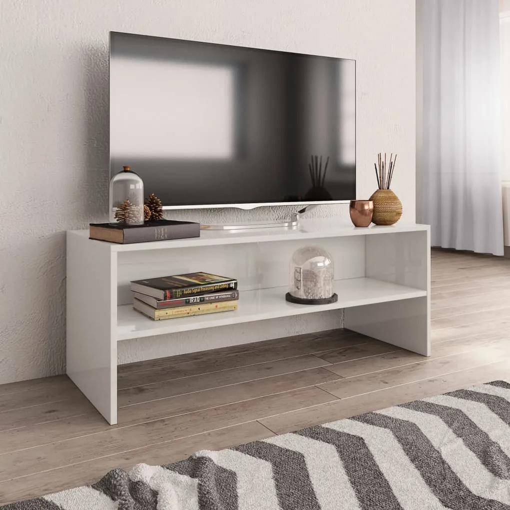 Móvel de TV 100x40x40cm derivados de madeira branco brilhante