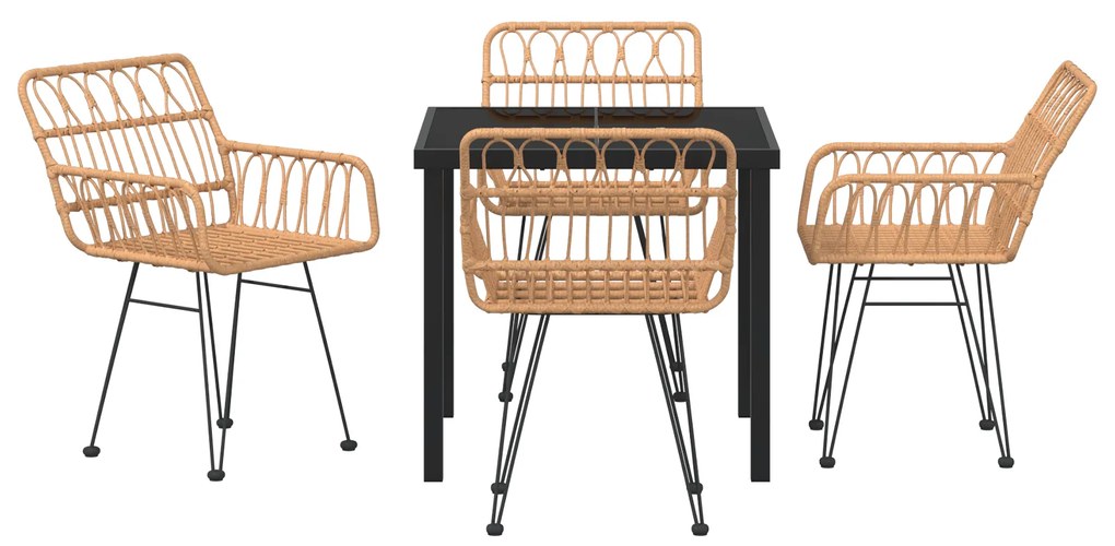 Conjunto de Jantar de Jardim 5 Peças Marrom Vime Poly