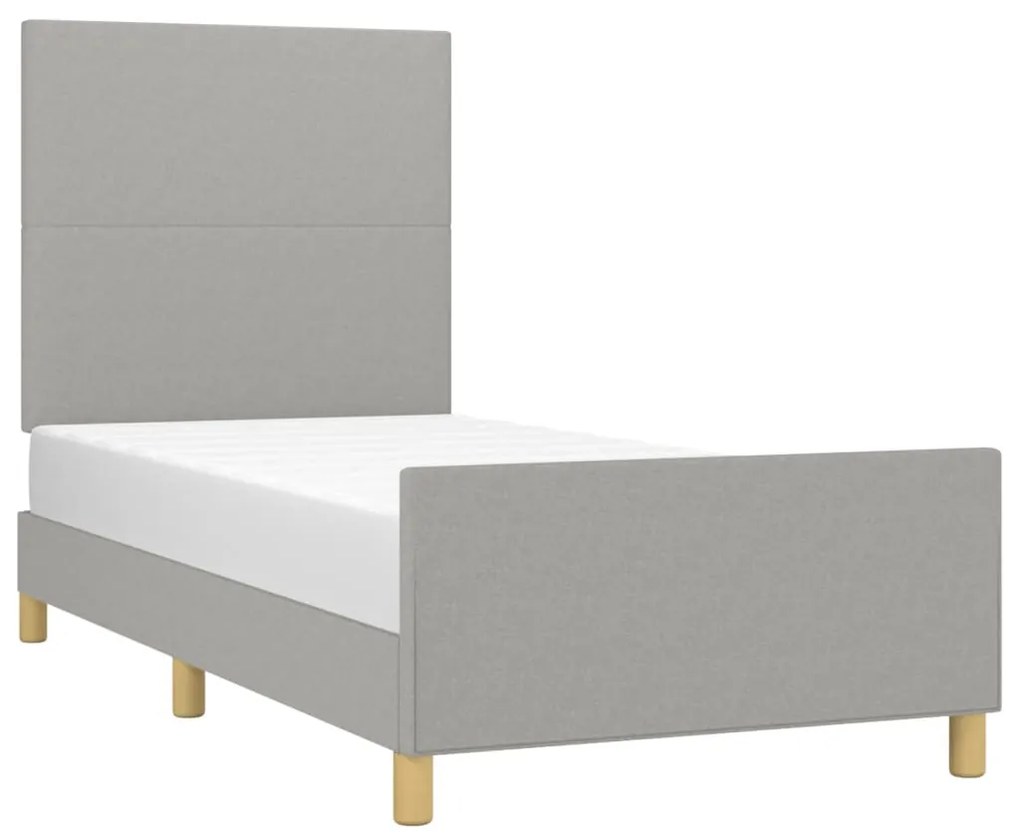 Estrutura de cama sem colchão 90x200 cm tecido cinzento-claro