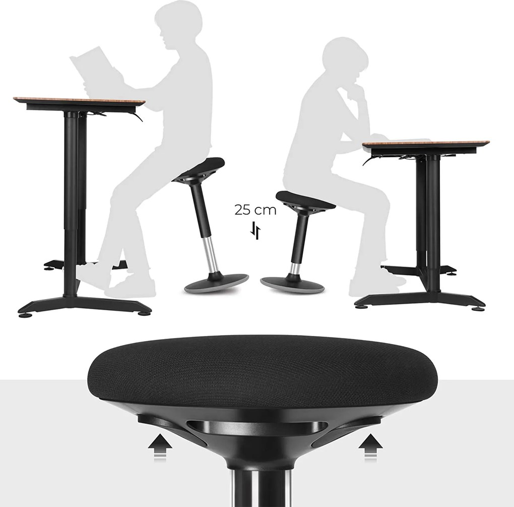 Banco de trabalho escritório 360° 60-85 cm preto