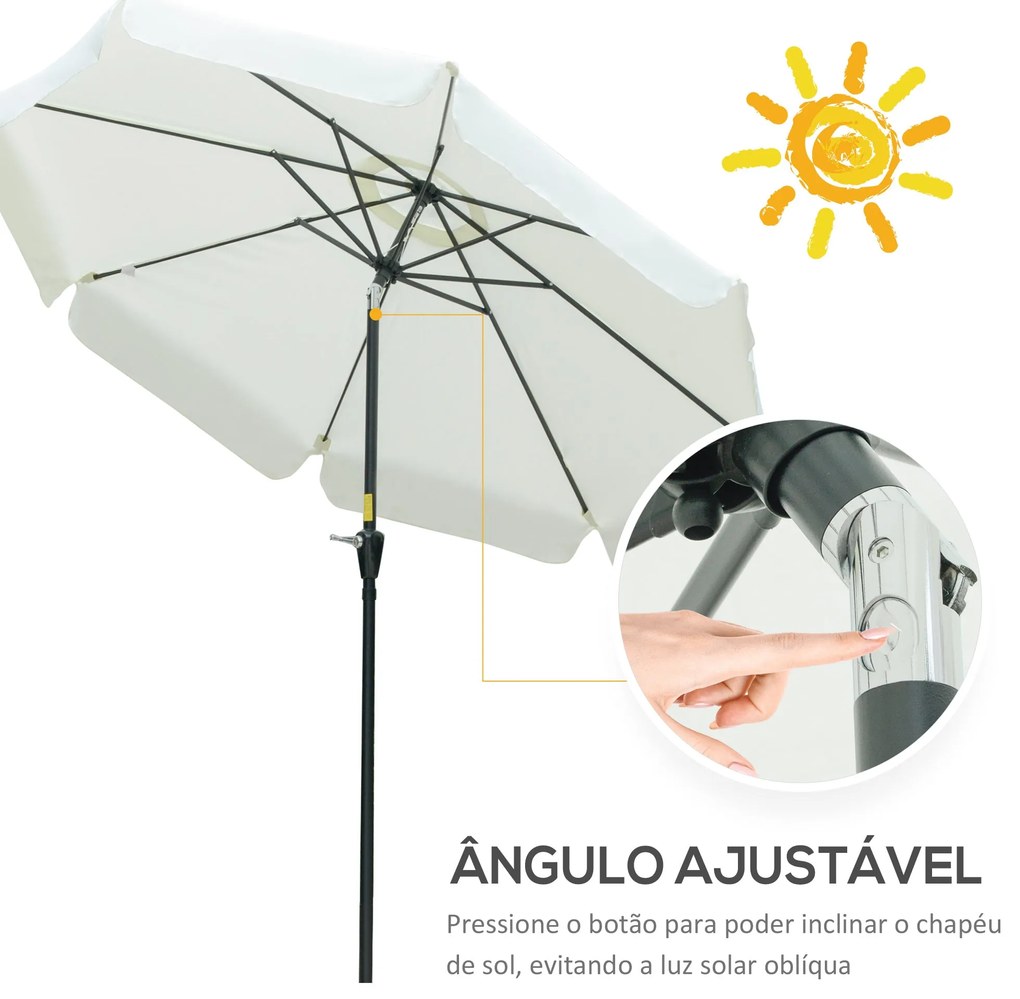 Chapéu de Sol de Jardim Ø266x250 cm Proteção UV50+ Chapéu de Sol de Al