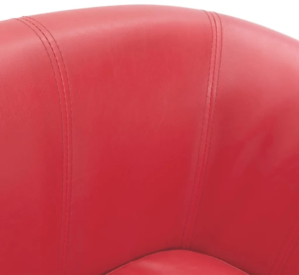 Poltrona couro artificial vermelho