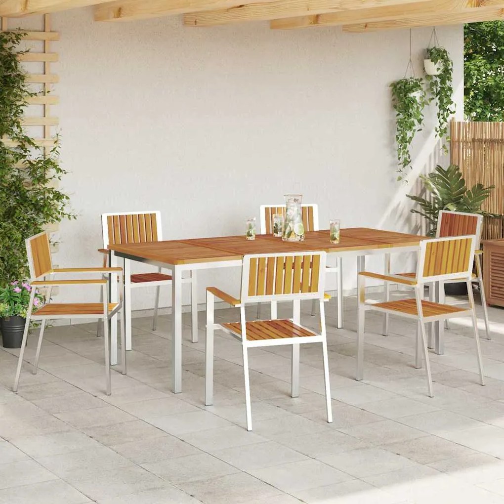 Conjunto de Jantar Jardim vidaXL 7 Peças Madeira Maciça de Acácia