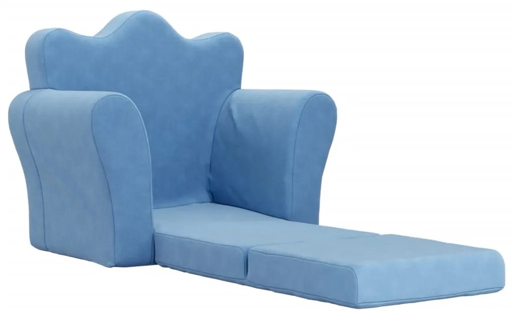 Sofá-cama infantil pelúcia macia azul