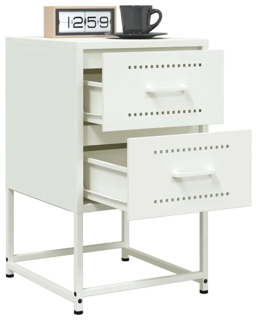 Mesas de cabeceira 2 pcs 36x39x60,5 cm aço branco