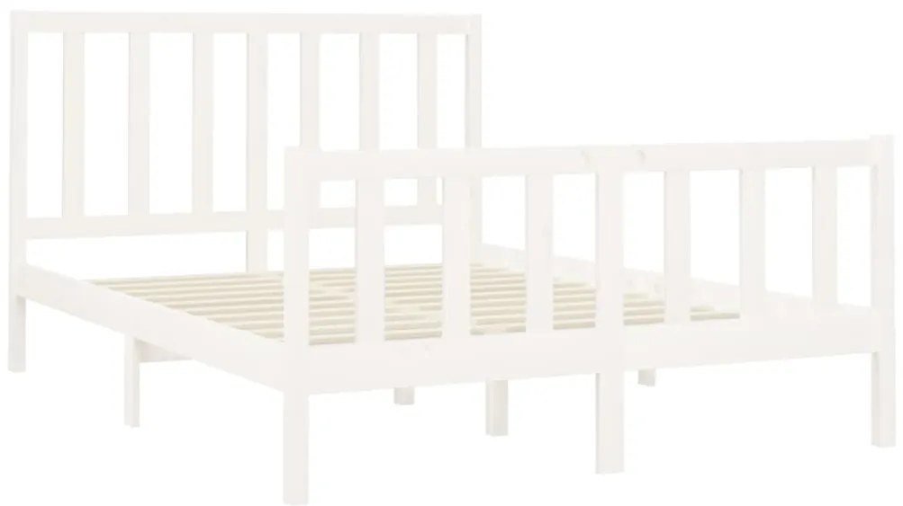 Cama sem colchão 140x200 cm madeira de pinho maciça branco