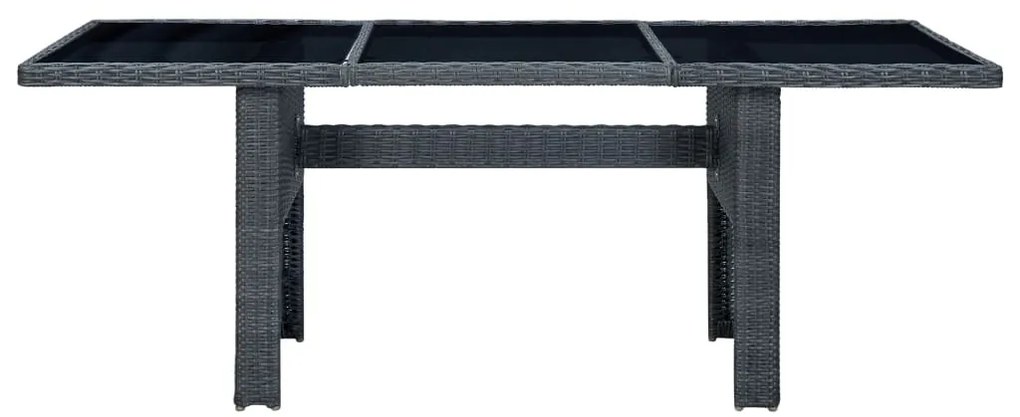 7 pcs conj. jantar exterior c/ almofadões vime PE cinza-escuro