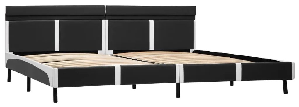 Estrutura de cama c/ LED 180x200 cm couro artificial cinzento