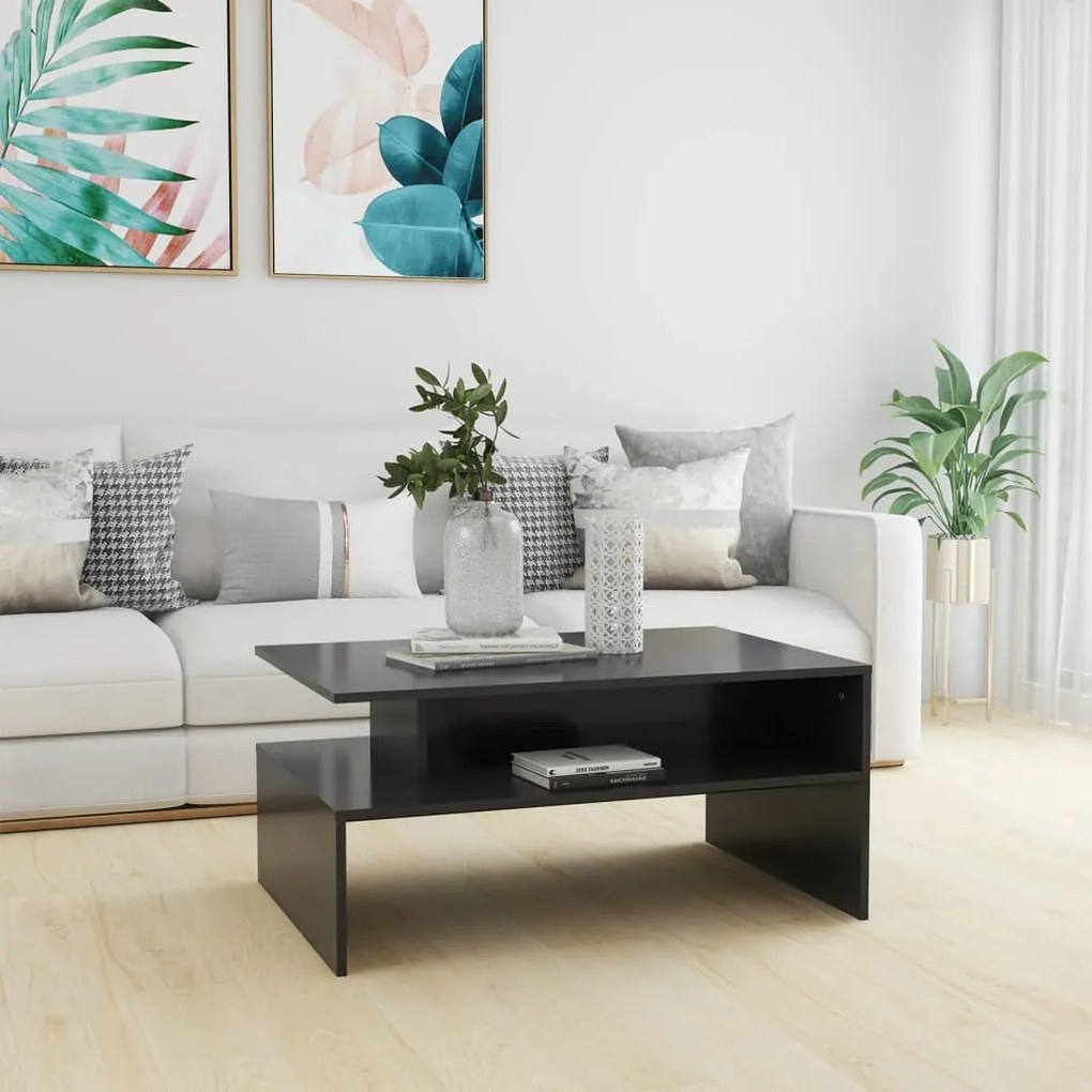 803256 vidaXL Mesa de centro 90x60x42,5 cm contraplacado cinzento