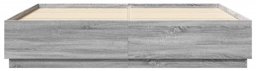 Estrutura de cama 200x200 cm derivados madeira cinzento sonoma