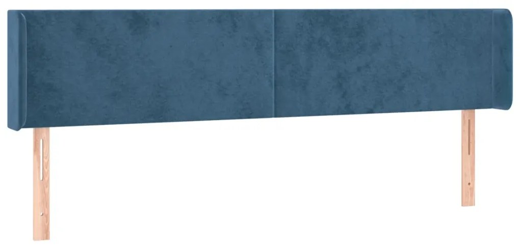 Cabeceira cama c/ luzes LED veludo 163x16x78/88 cm azul-escuro