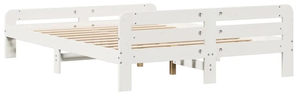 Cama sem colchão 140x190 cm madeira de pinho maciça branco